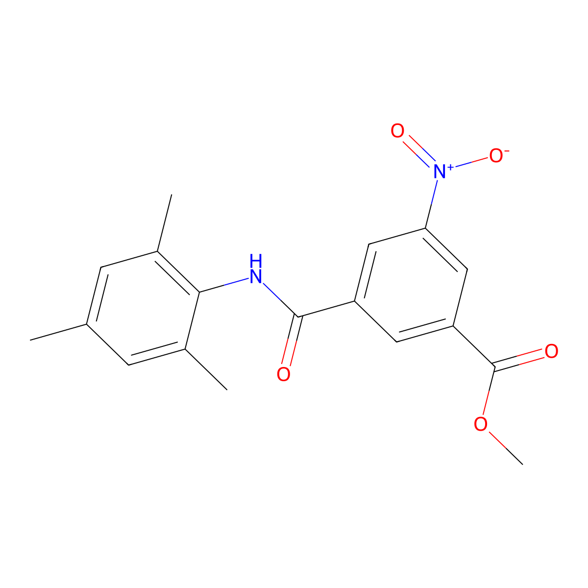 Methyl 3-nitro-5-[(2,4,6-trimethylphenyl)carbamoyl]benzoate molecular structure, CAS 349085-86-5