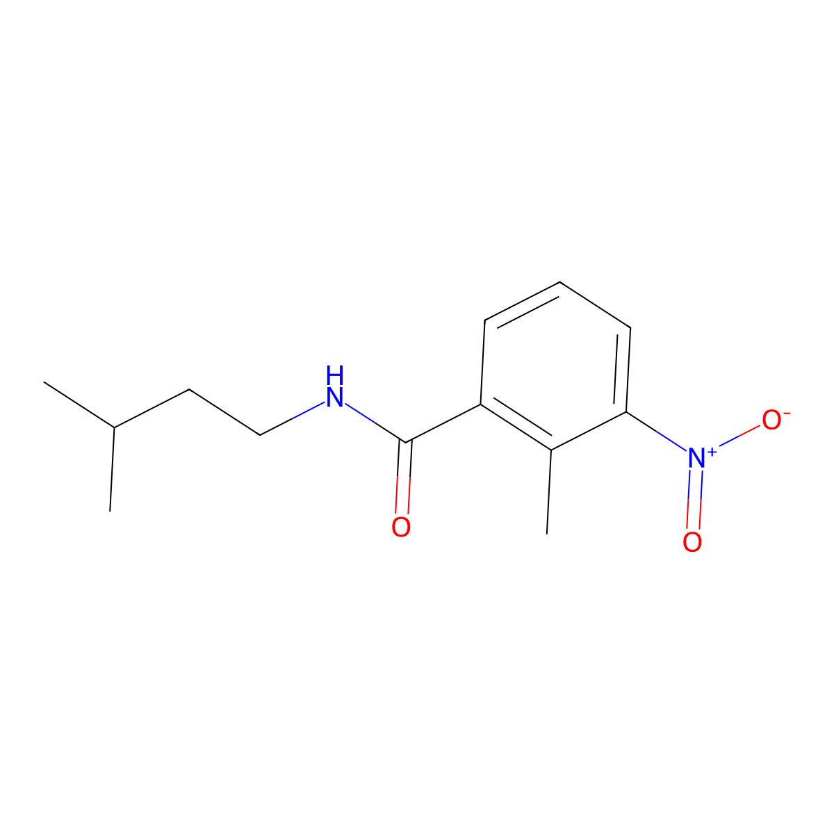 2-methyl-N-(3-methylbutyl)-3-nitrobenzamide molecular structure, CAS 349085-95-6
