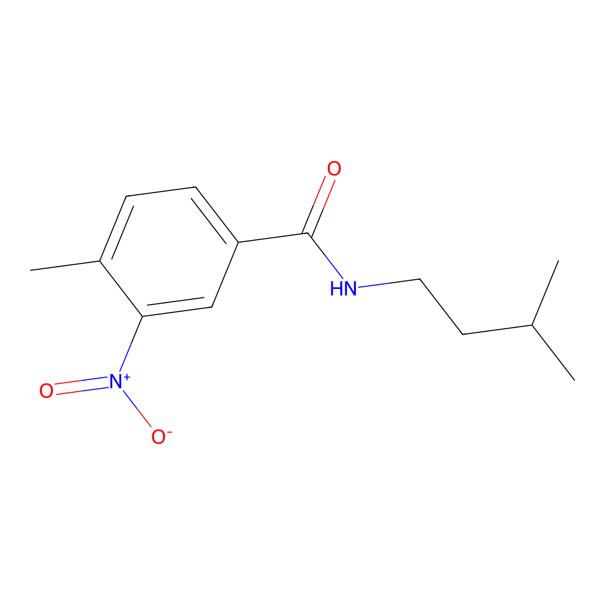 4-methyl-N-(3-methylbutyl)-3-nitrobenzamide molecular structure, CAS 349085-96-7