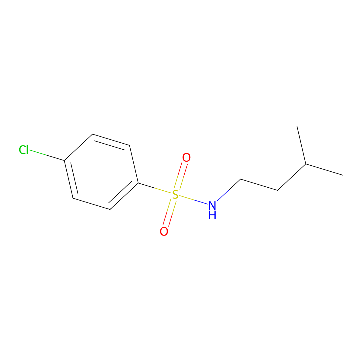 4-chloro-N-(3-methylbutyl)benzenesulfonamide molecular structure, CAS 349085-97-8