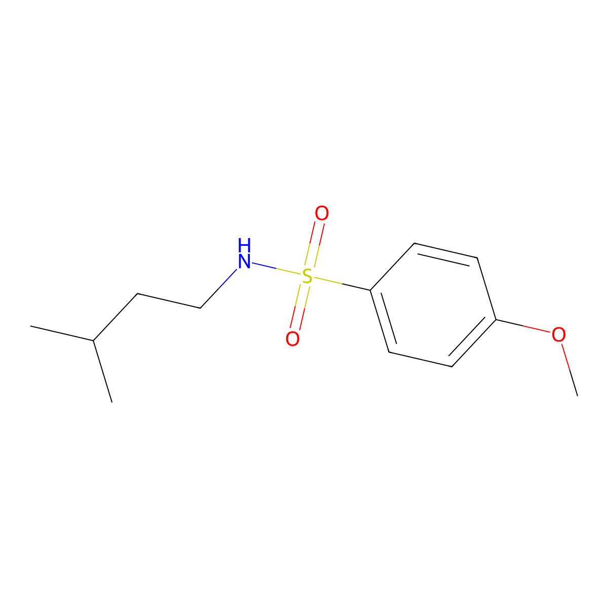 4-methoxy-N-(3-methylbutyl)benzenesulfonamide molecular structure, CAS 349085-98-9