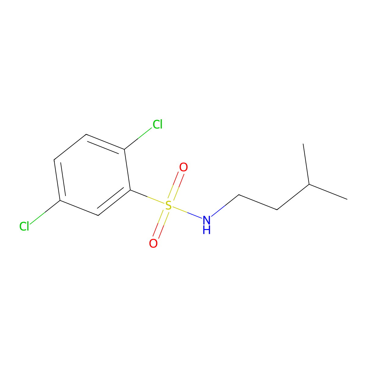 2,5-dichloro-N-(3-methylbutyl)benzenesulfonamide molecular structure, CAS 349086-00-6