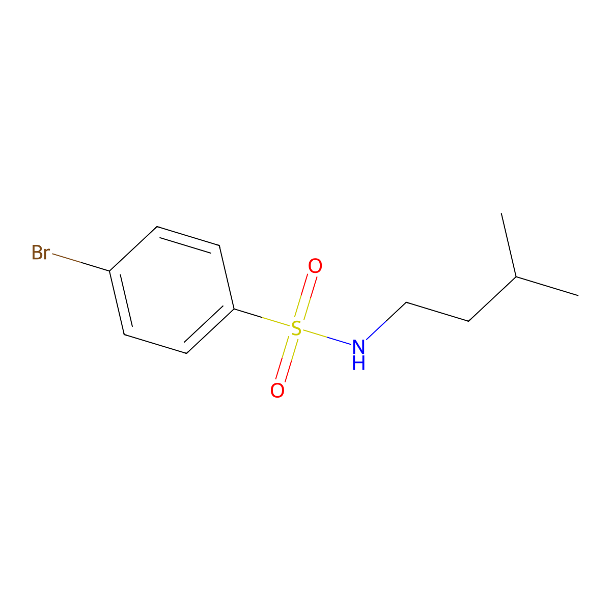4-bromo-N-(3-methylbutyl)benzenesulfonamide molecular structure, CAS 349086-02-8