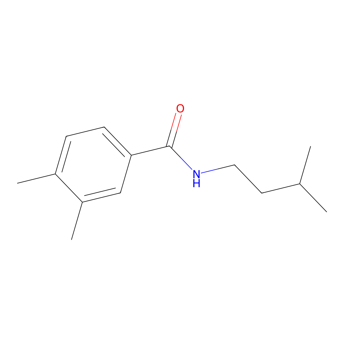 3,4-dimethyl-N-(3-methylbutyl)benzamide molecular structure, CAS 349086-06-2