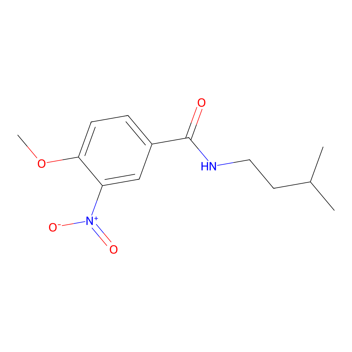 4-methoxy-N-(3-methylbutyl)-3-nitrobenzamide molecular structure, CAS 349086-07-3