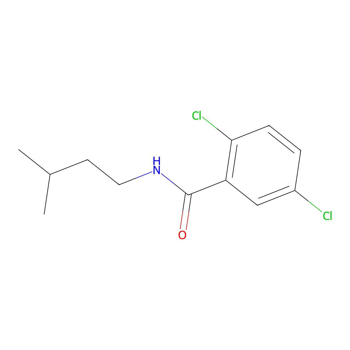 2,5-dichloro-N-(3-methylbutyl)benzamide molecular structure, CAS 349086-08-4