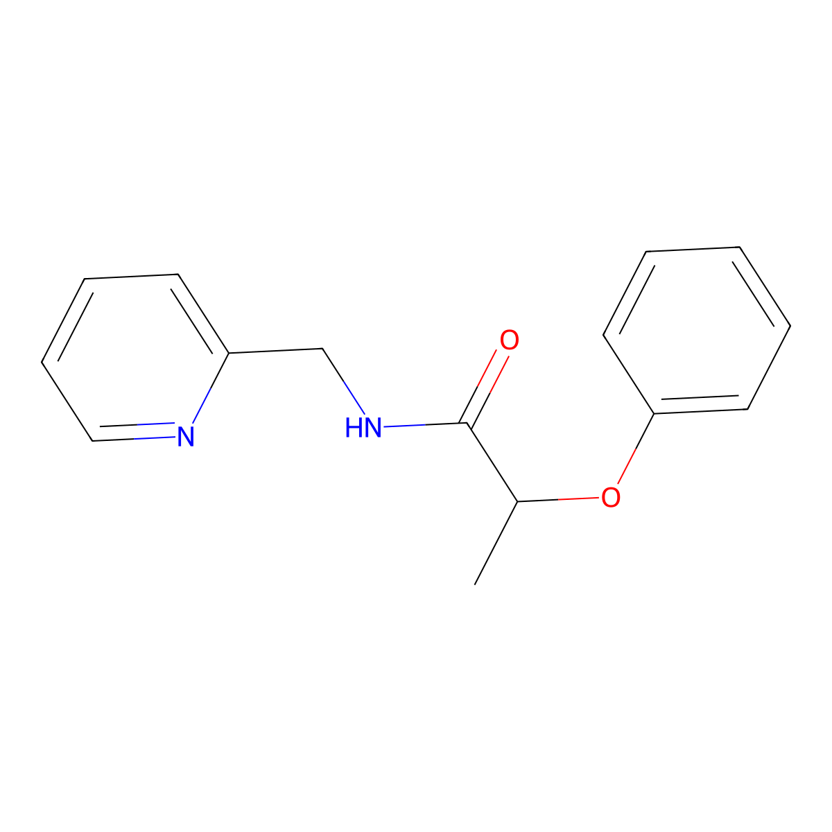 2-phenoxy-N-(pyridin-2-ylmethyl)propanamide molecular structure, CAS 349086-26-6