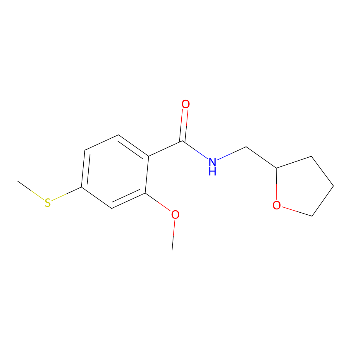 2-methoxy-4-methylsulfanyl-N-(oxolan-2-ylmethyl)benzamide molecular structure, CAS 349086-37-9