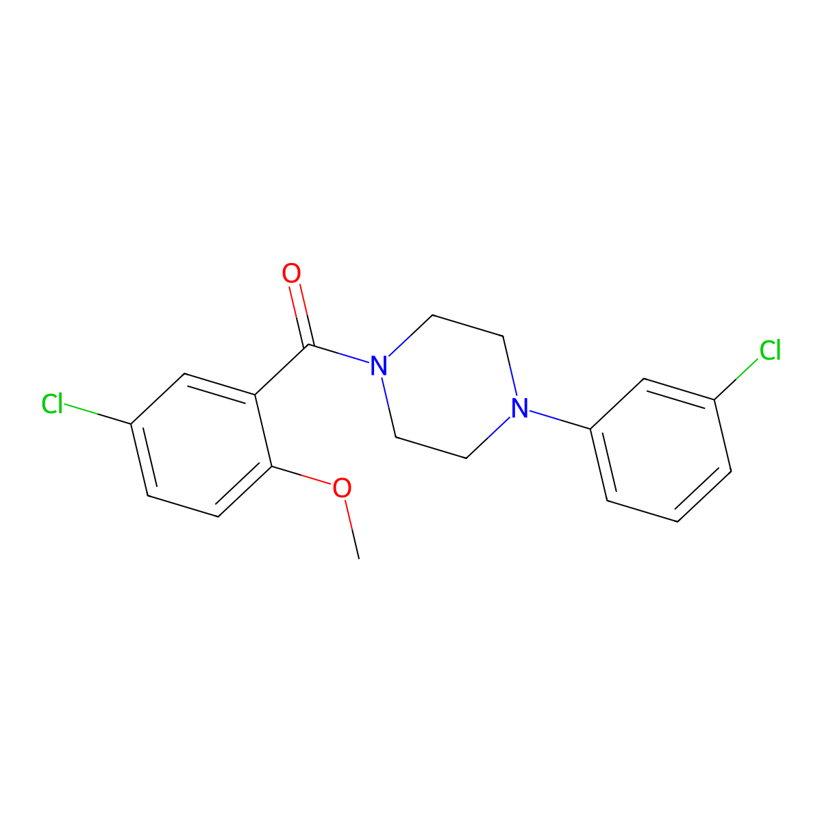 1-(5-Chloro-2-methoxybenzoyl)-4-(3-chlorophenyl)piperazine molecular structure, CAS 349086-46-0