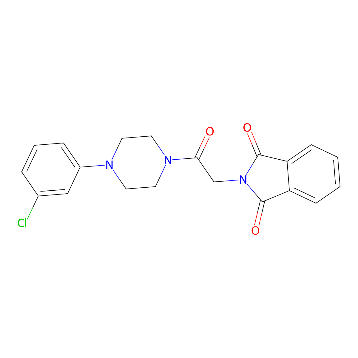 2-[2-[4-(3-Chlorophenyl)piperazin-1-yl]-2-oxoethyl]isoindole-1,3-dione molecular structure, CAS 349086-62-0