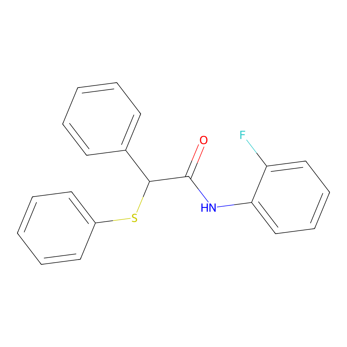 N-(2-fluorophenyl)-2-phenyl-2-(phenylsulfanyl)acetamide molecular structure, CAS 349087-04-3