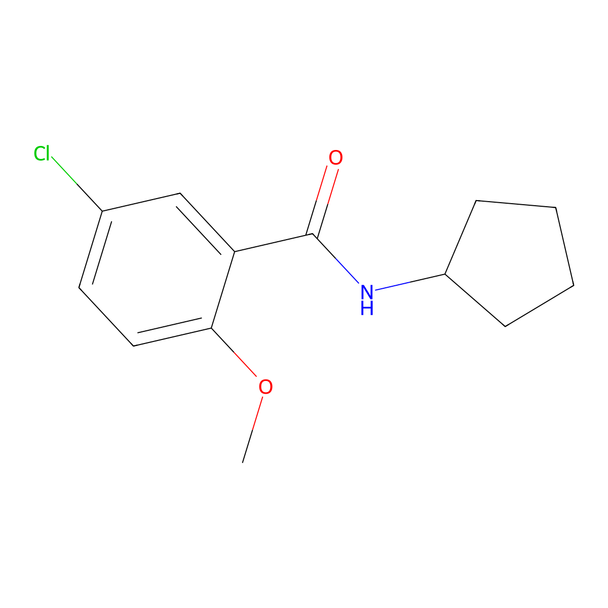 5-chloro-N-cyclopentyl-2-methoxybenzamide molecular structure, CAS 349087-21-4