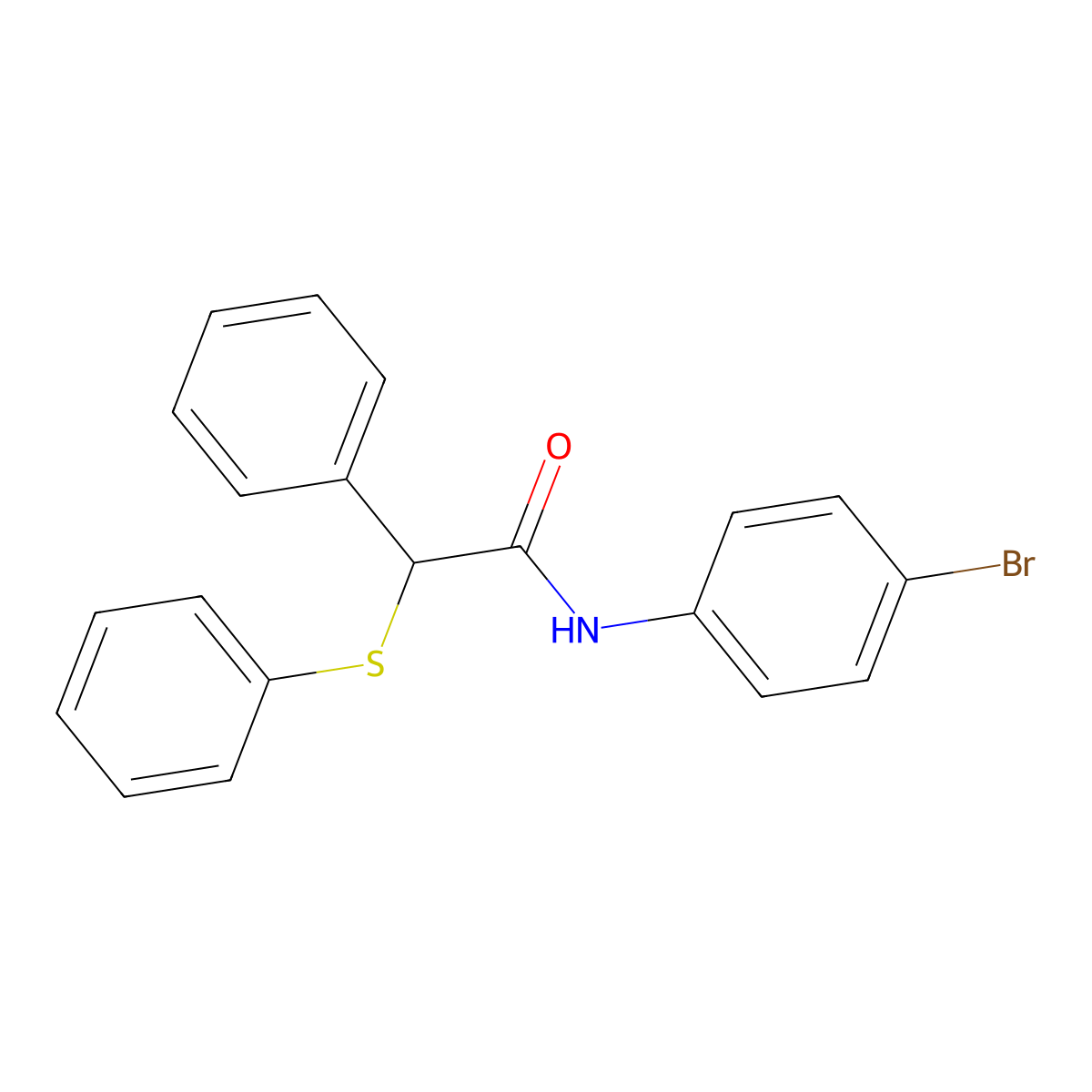 N-(4-bromophenyl)-2-phenyl-2-(phenylsulfanyl)acetamide molecular structure, CAS 349087-45-2