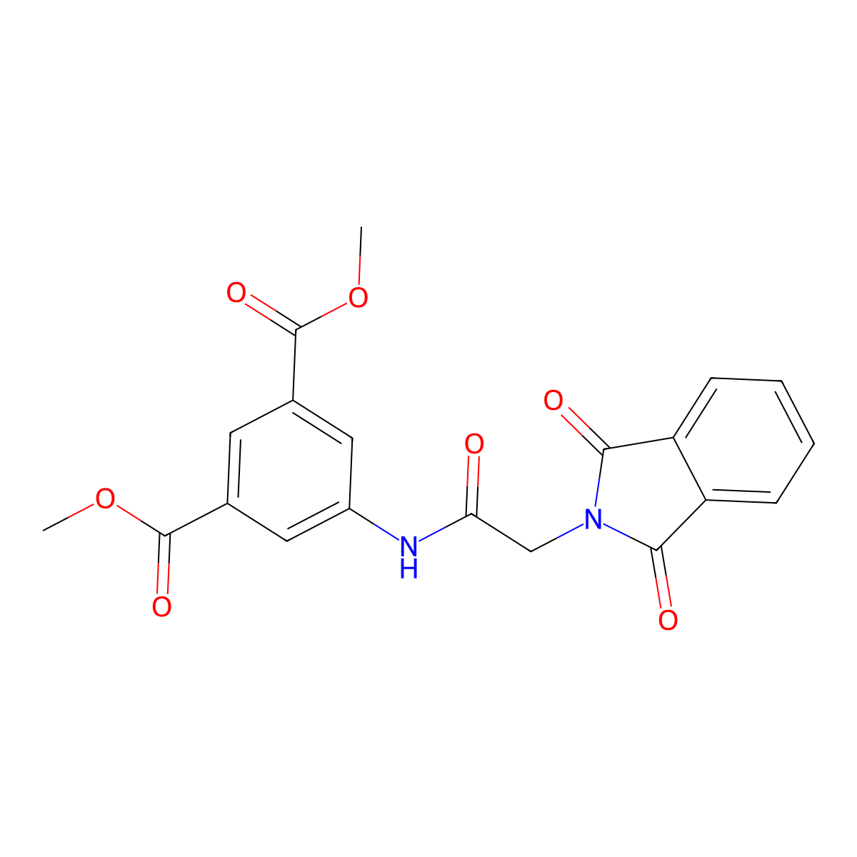 dimethyl 5-{[(1,3-dioxo-1,3-dihydro-2H-isoindol-2-yl)acetyl]amino}benzene-1,3-dicarboxylate molecular structure, CAS 349087-55-4
