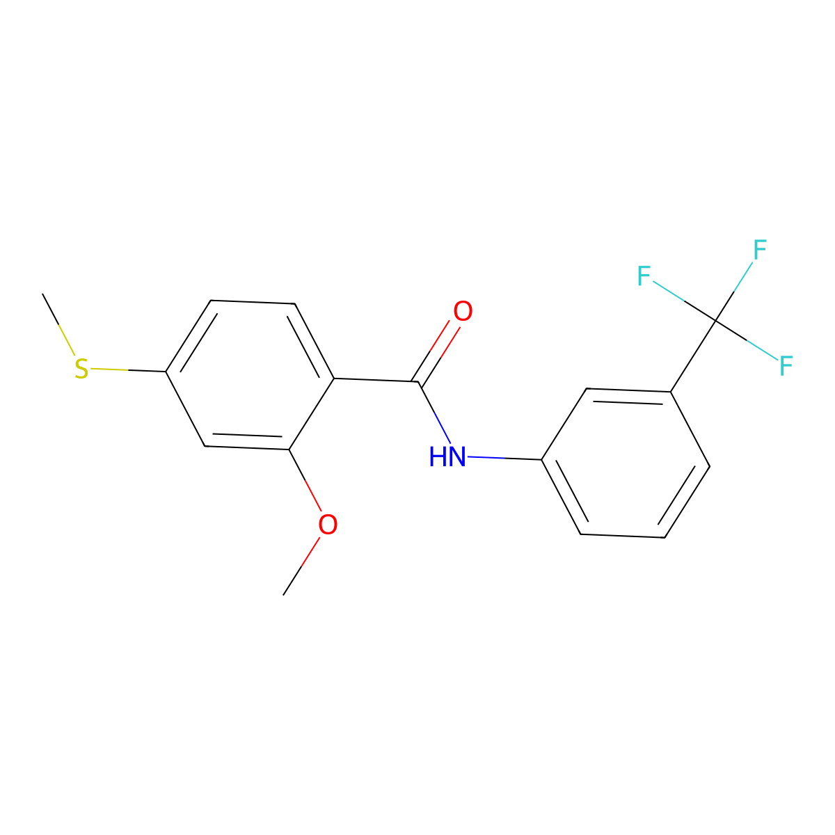 2-Methoxy-4-(methylthio)-N-[3-(trifluoromethyl)phenyl]benzamide molecular structure, CAS 349087-63-4