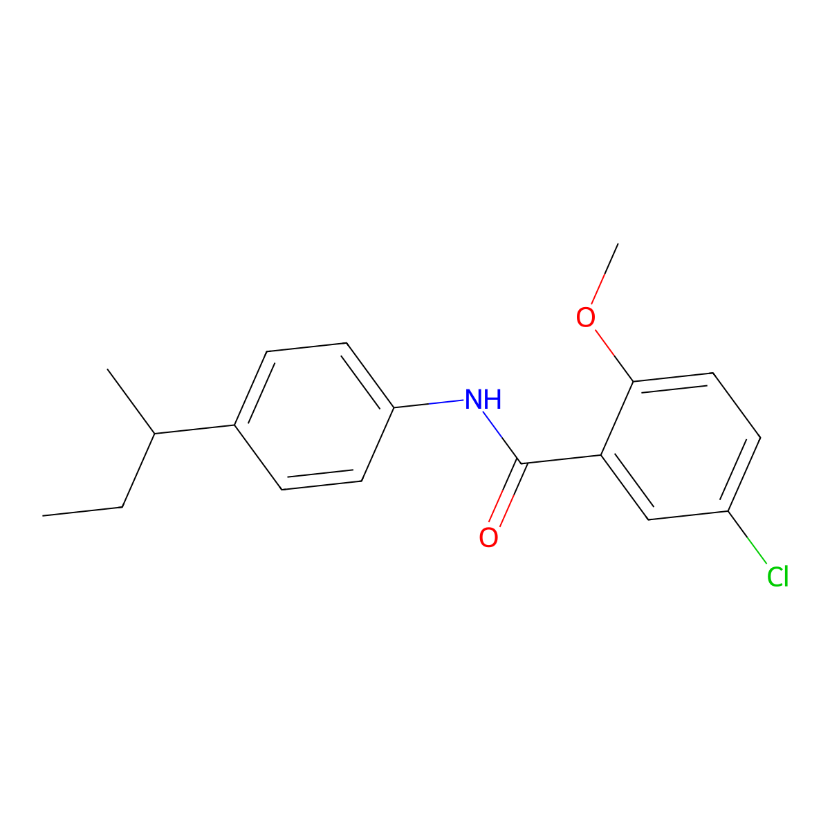 N-(4-butan-2-ylphenyl)-5-chloro-2-methoxybenzamide molecular structure, CAS 349087-69-0