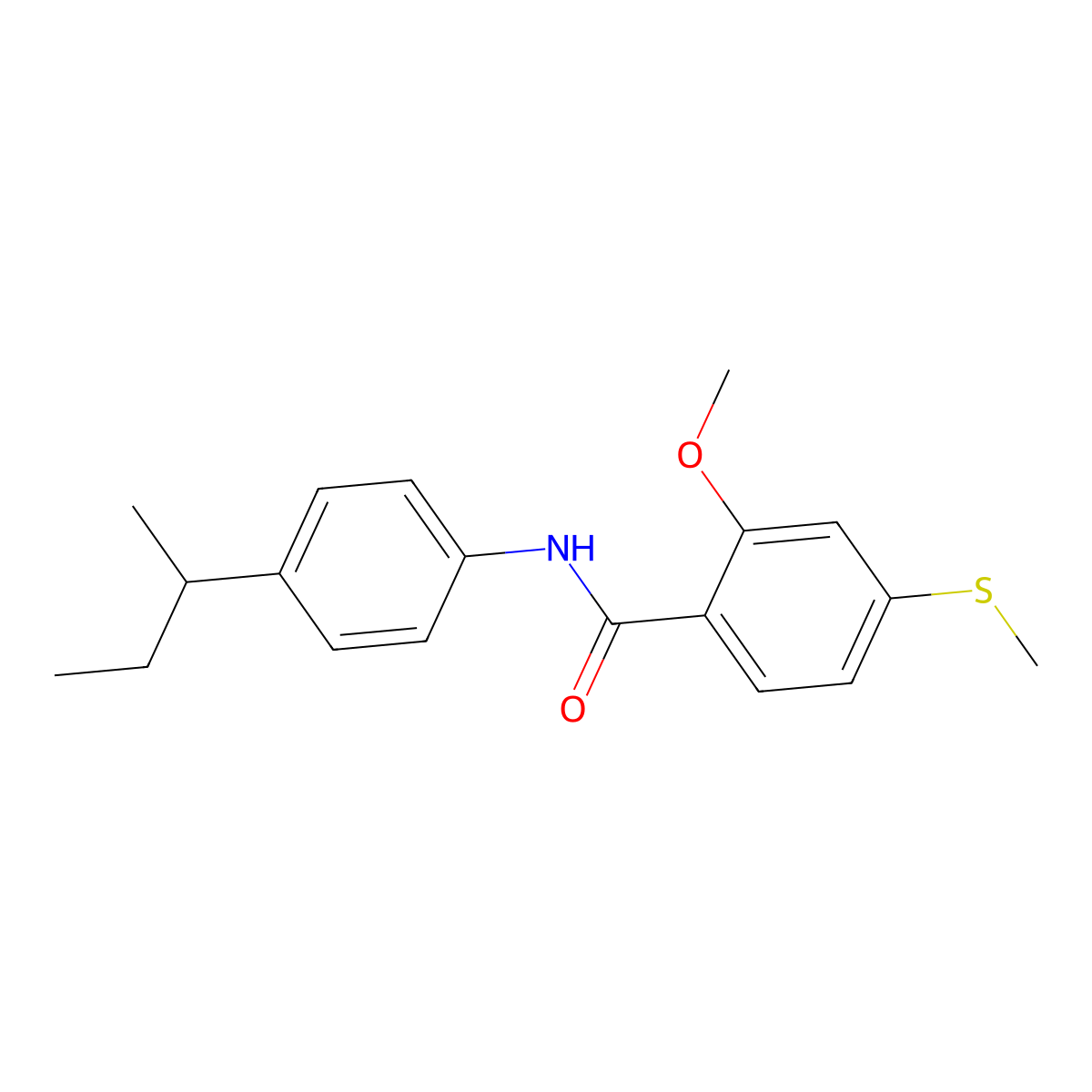 N-[4-(butan-2-yl)phenyl]-2-methoxy-4-(methylsulfanyl)benzamide molecular structure, CAS 349087-71-4