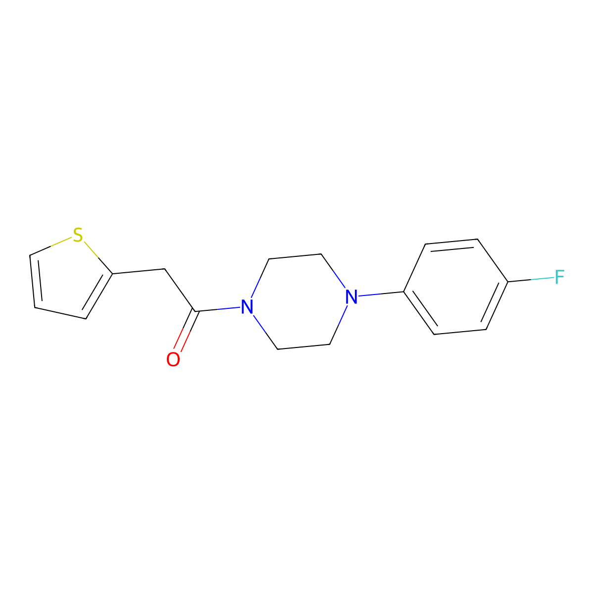 1-[4-(4-Fluorophenyl)piperazin-1-yl]-2-thiophen-2-ylethanone molecular structure, CAS 349087-85-0
