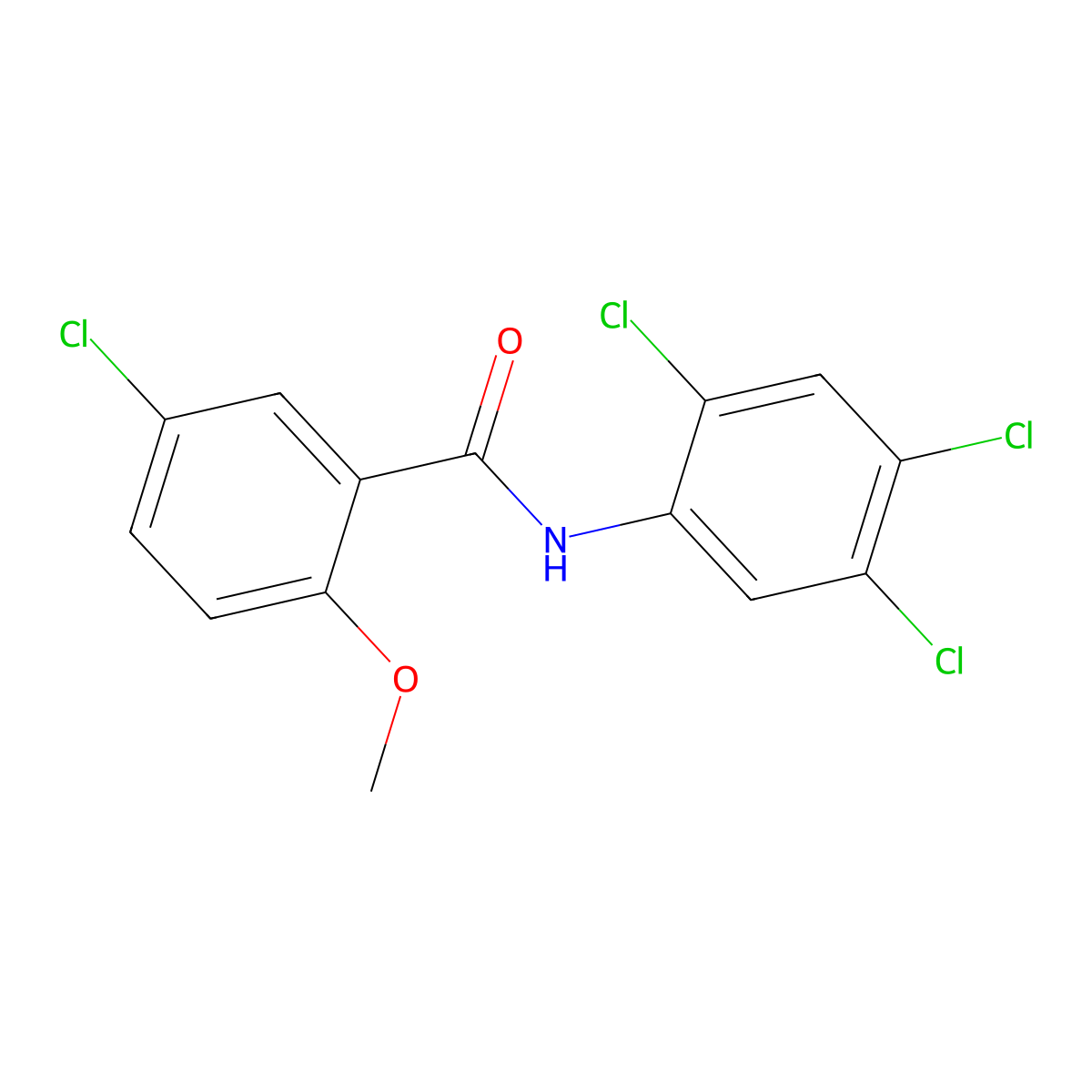5-chloro-2-methoxy-N-(2,4,5-trichlorophenyl)benzamide molecular structure, CAS 349088-03-5