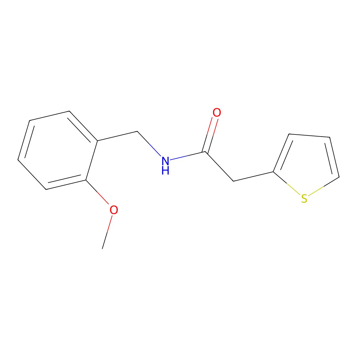 N-(2-methoxybenzyl)-2-(thiophen-2-yl)acetamide molecular structure, CAS 349088-05-7