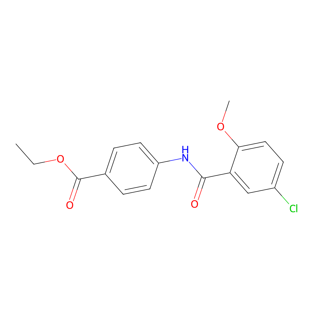 Ethyl 4-[(5-chloro-2-methoxybenzoyl)amino]benzoate molecular structure, CAS 349088-09-1