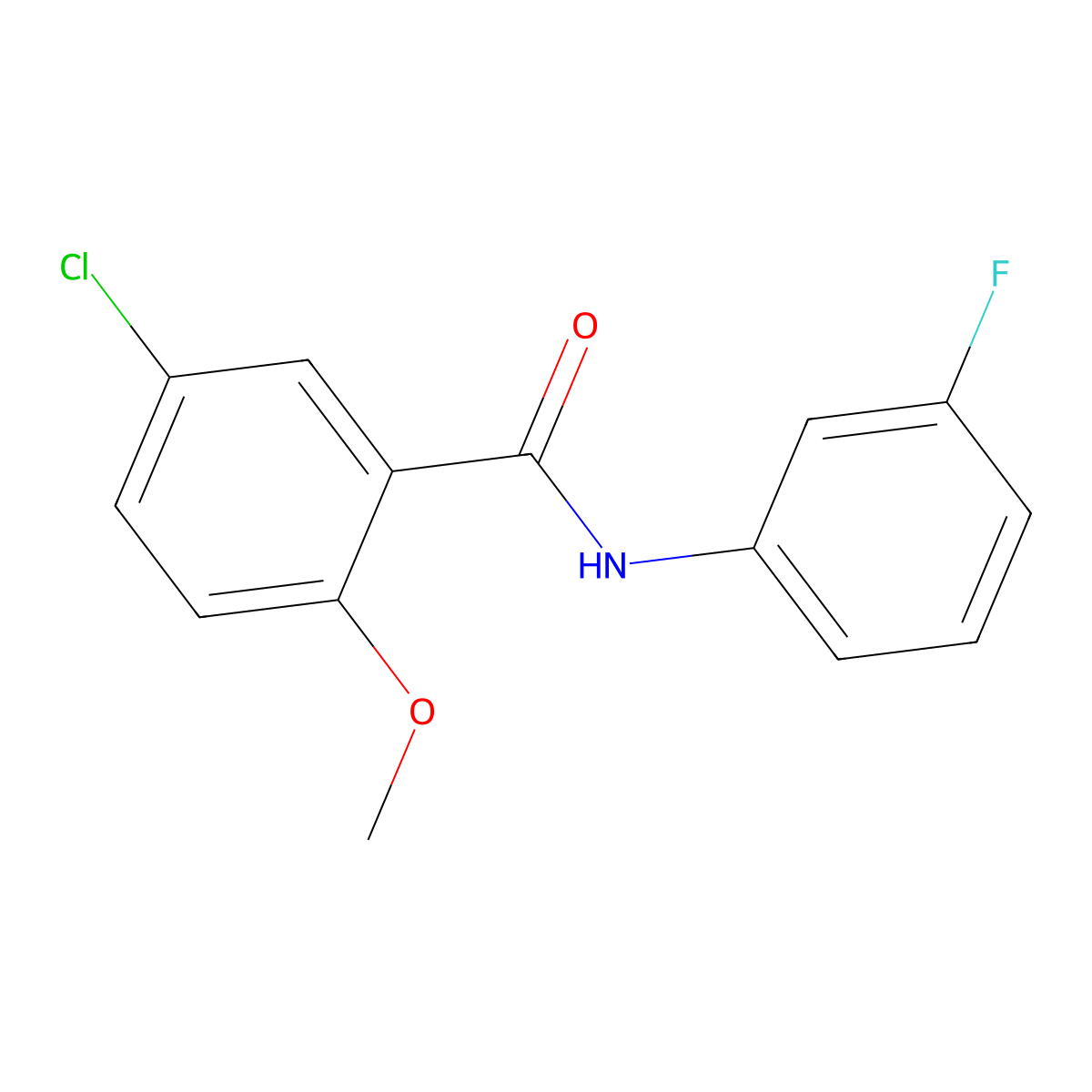 5-chloro-N-(3-fluorophenyl)-2-methoxybenzamide molecular structure, CAS 349088-26-2