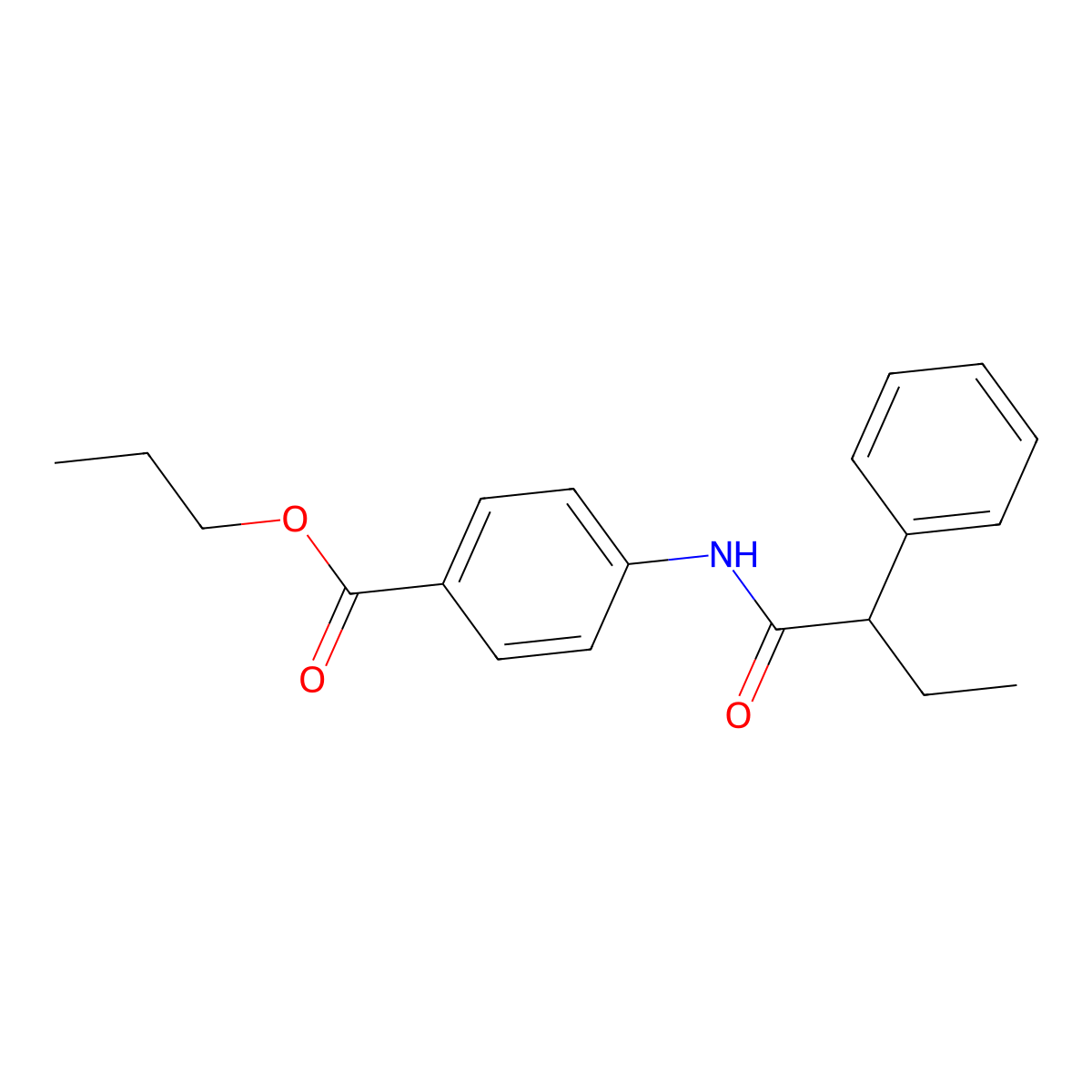 Propyl 4-(2-phenylbutanoylamino)benzoate molecular structure, CAS 349088-57-9