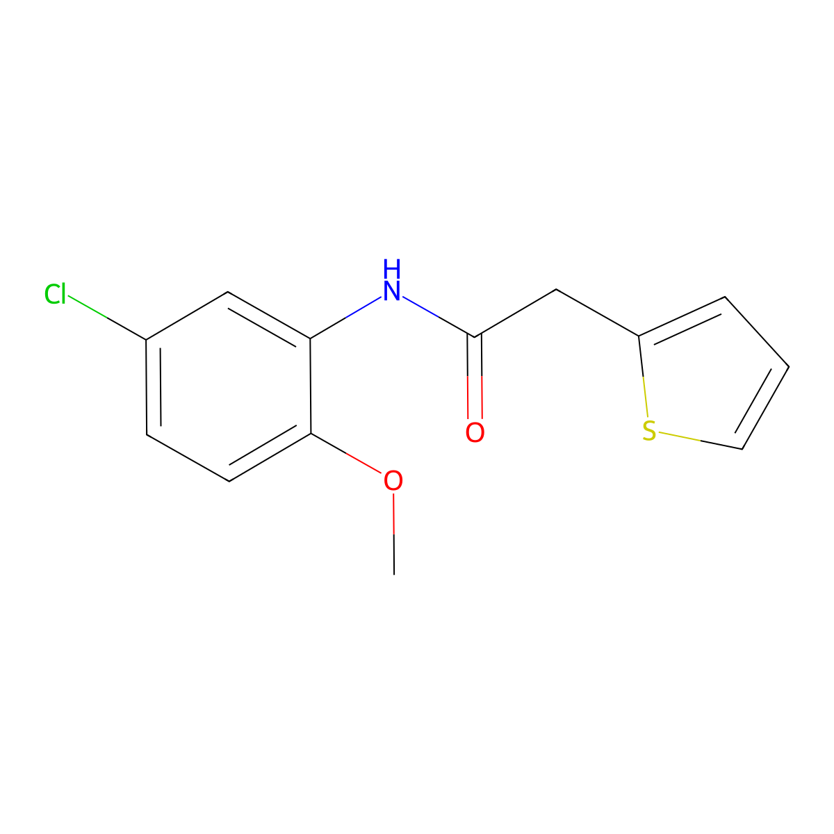 N-(5-chloro-2-methoxyphenyl)-2-(thiophen-2-yl)acetamide molecular structure, CAS 349088-65-9