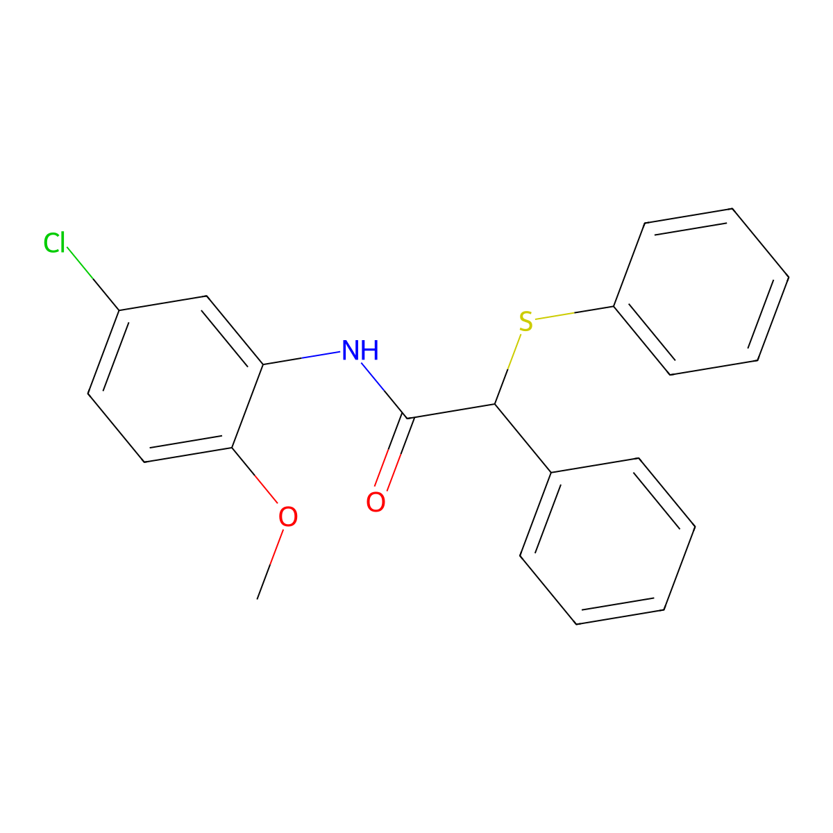 N-(5-chloro-2-methoxyphenyl)-2-phenyl-2-phenylsulfanylacetamide molecular structure, CAS 349088-66-0