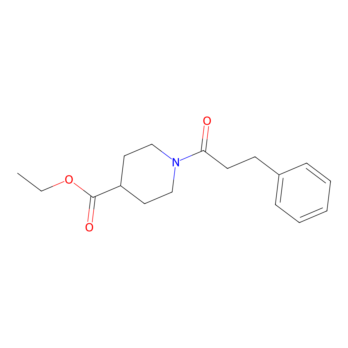Ethyl 1-(3-phenylpropanoyl)piperidine-4-carboxylate molecular structure, CAS 349088-70-6