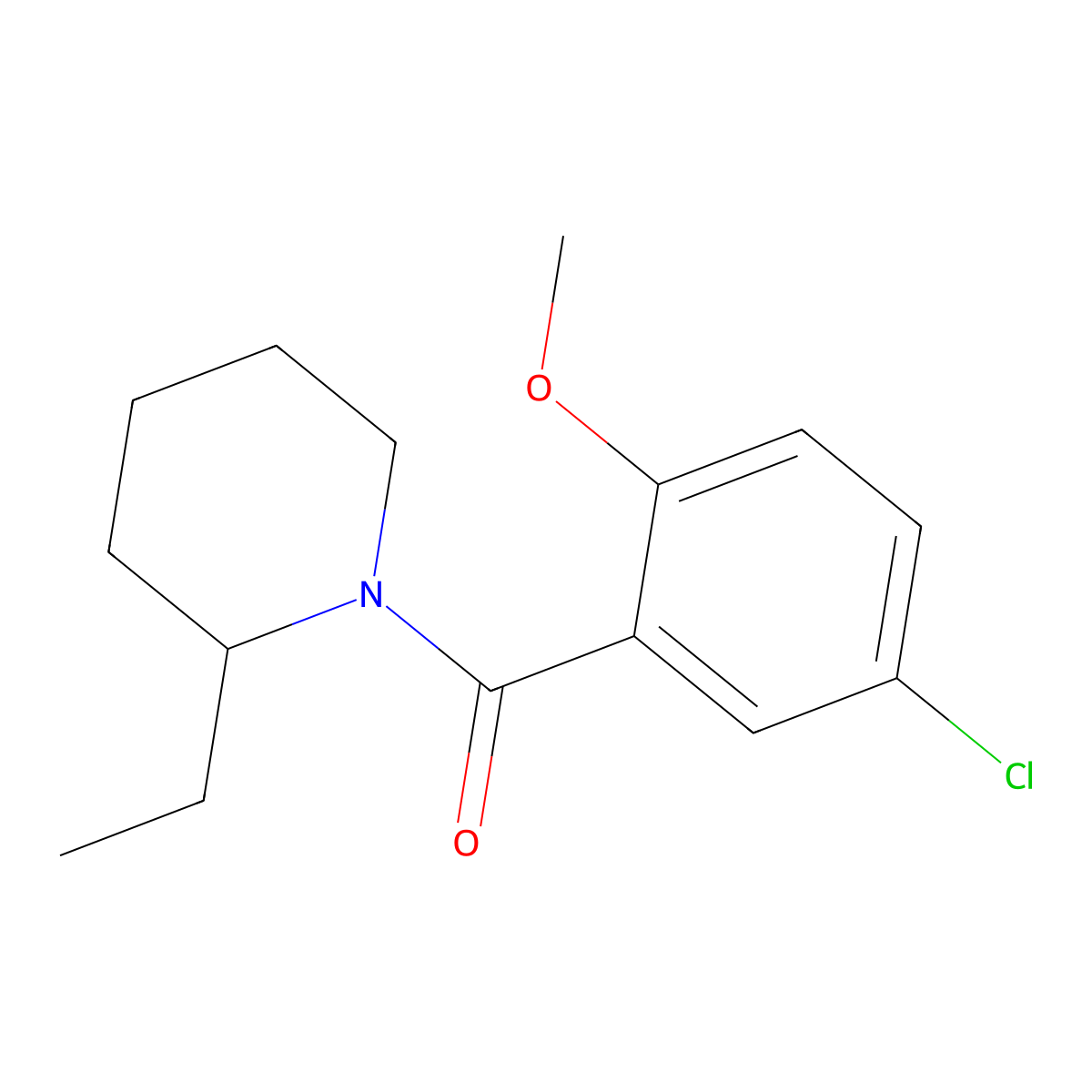 (5-Chloro-2-methoxyphenyl)(2-ethylpiperidin-1-yl)methanone molecular structure, CAS 349088-76-2