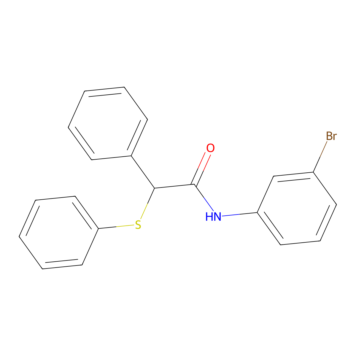 N-(3-bromophenyl)-2-phenyl-2-(phenylsulfanyl)acetamide molecular structure, CAS 349088-81-9