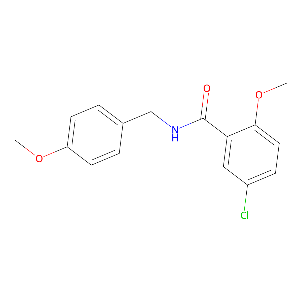 5-chloro-2-methoxy-N-[(4-methoxyphenyl)methyl]benzamide molecular structure, CAS 349088-86-4
