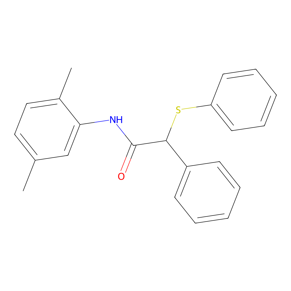 N-(2,5-dimethylphenyl)-2-phenyl-2-(phenylsulfanyl)acetamide molecular structure, CAS 349088-88-6