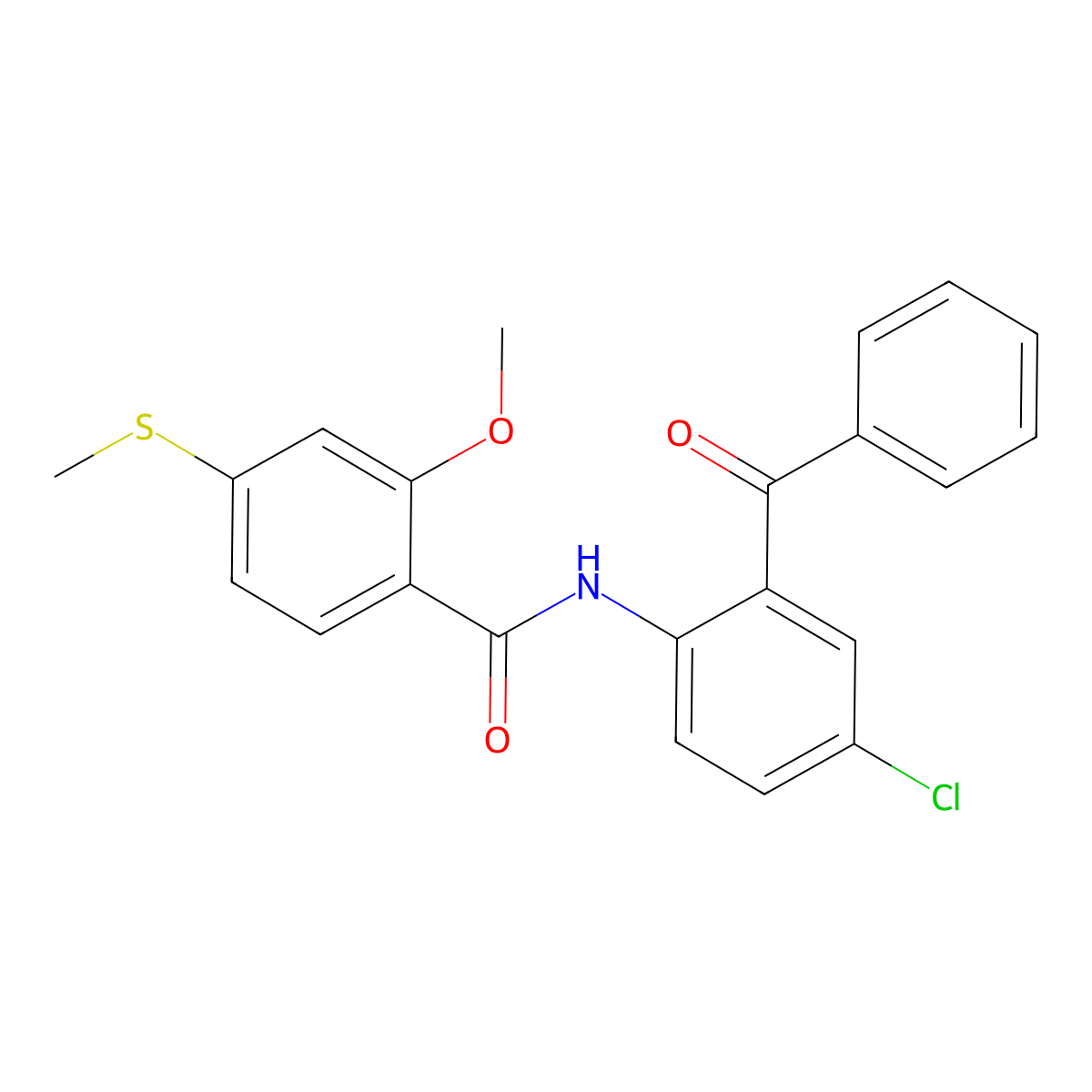N-(2-benzoyl-4-chlorophenyl)-2-methoxy-4-methylsulfanylbenzamide molecular structure, CAS 349088-95-5