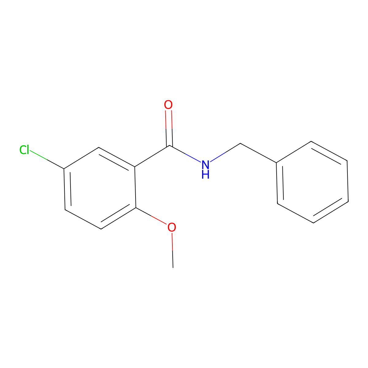 N-benzyl-5-chloro-2-methoxybenzamide molecular structure, CAS 349088-98-8