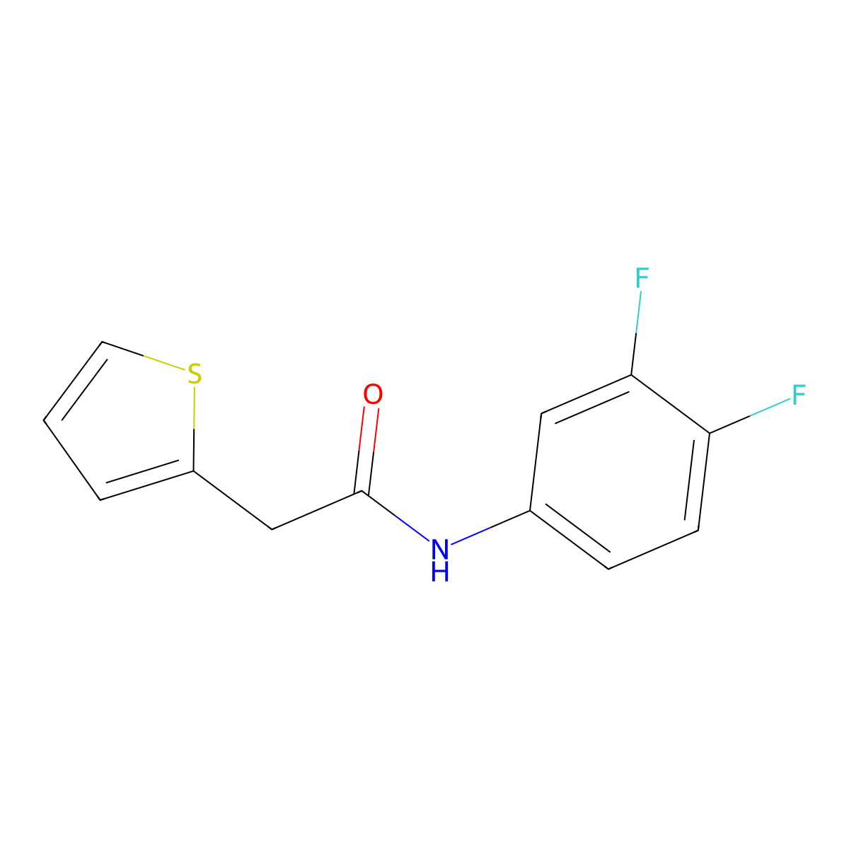 N-(3,4-difluorophenyl)-2-thiophen-2-ylacetamide molecular structure, CAS 349089-04-9