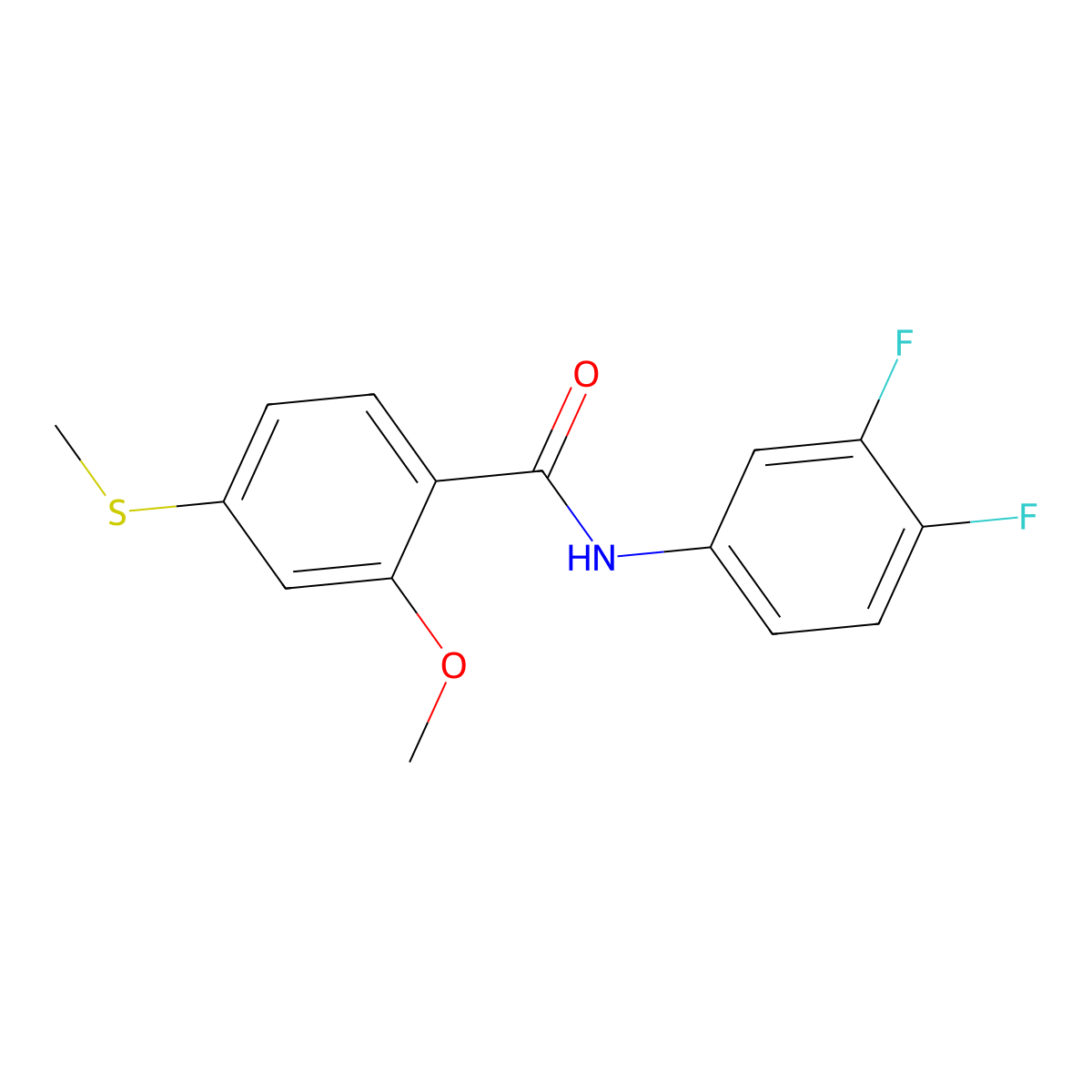 N-(3,4-difluorophenyl)-2-methoxy-4-(methylsulfanyl)benzamide molecular structure, CAS 349089-06-1