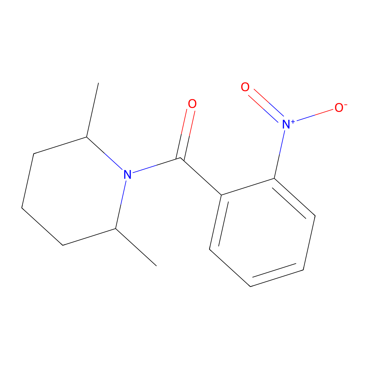 2,6-Dimethyl-1-(2-nitrobenzoyl)piperidine molecular structure, CAS 349089-41-4