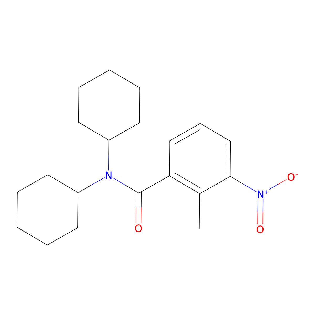 N,N-dicyclohexyl-2-methyl-3-nitrobenzamide molecular structure, CAS 349089-55-0