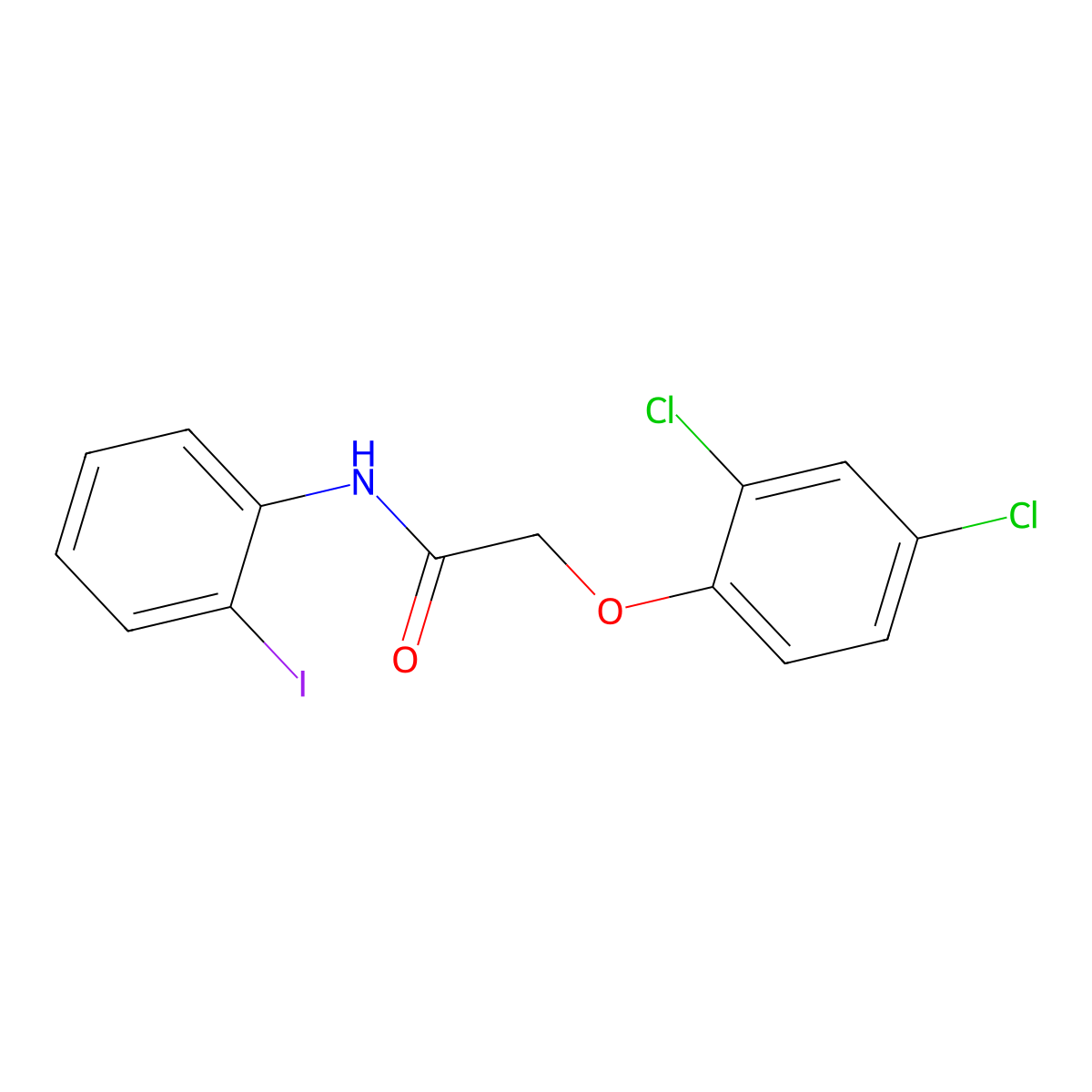 2-(2,4-Dichlorophenoxy)-N-(2-iodophenyl)acetamide molecular structure, CAS 349089-92-5