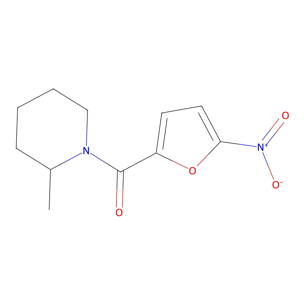 (2-Methylpiperidin-1-yl)-(5-nitrofuran-2-yl)methanone molecular structure, CAS 349090-38-6