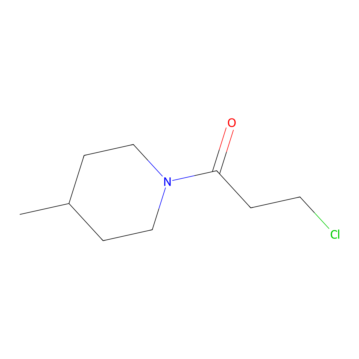 3-Chloro-1-(4-methylpiperidin-1-yl)propan-1-one molecular structure, CAS 349090-42-2