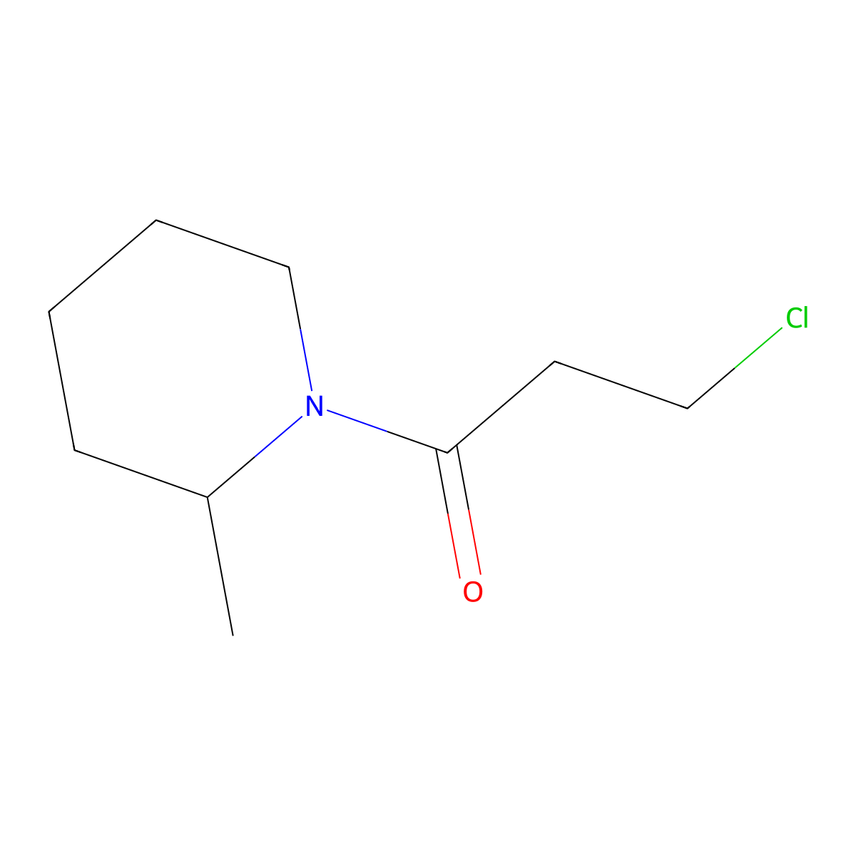3-Chloro-1-(2-methylpiperidin-1-yl)propan-1-one molecular structure, CAS 349090-43-3