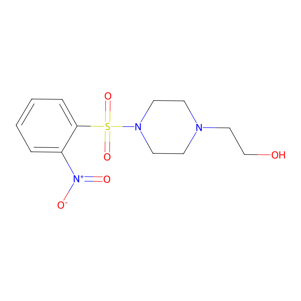 2-(4-((2-Nitrophenyl)sulfonyl)piperazin-1-yl)ethanol molecular structure, CAS 349090-59-1