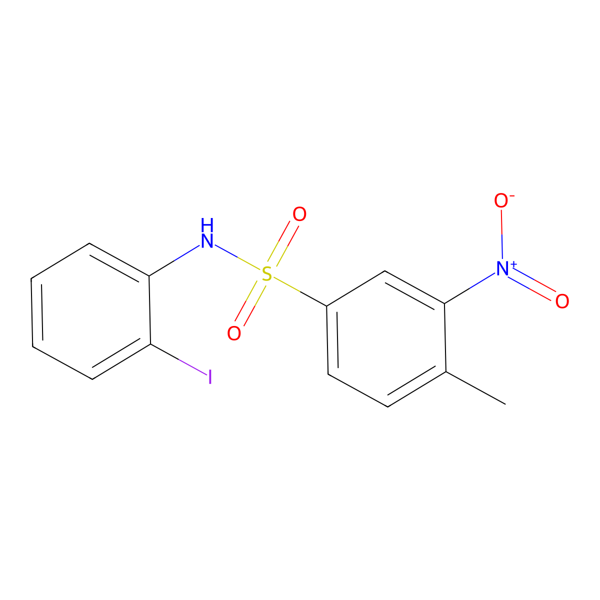 N-(2-iodophenyl)-4-methyl-3-nitrobenzenesulfonamide molecular structure, CAS 349090-65-9