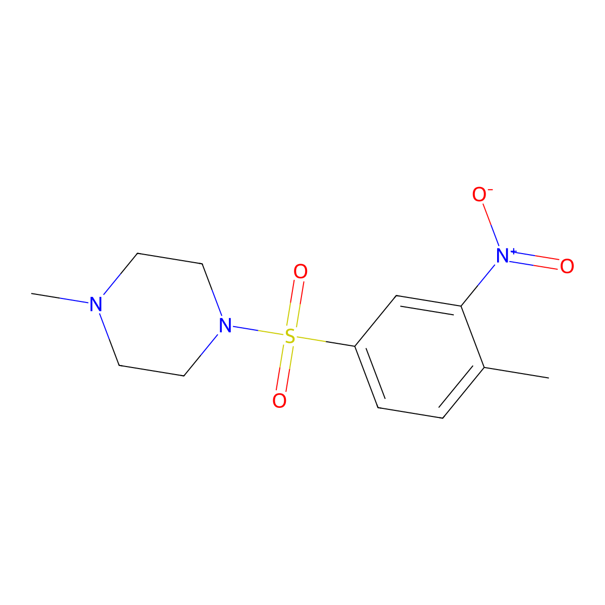 1-Methyl-4-[(4-methyl-3-nitrophenyl)sulfonyl]piperazine molecular structure, CAS 349090-69-3