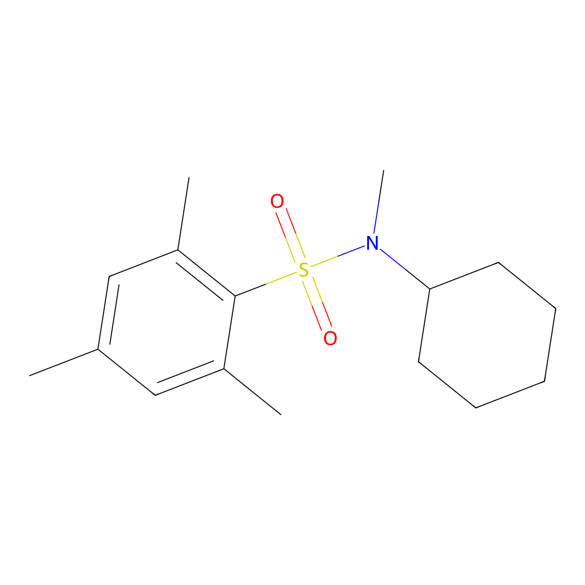 N-cyclohexyl-N,2,4,6-tetramethylbenzenesulfonamide molecular structure, CAS 349090-74-0