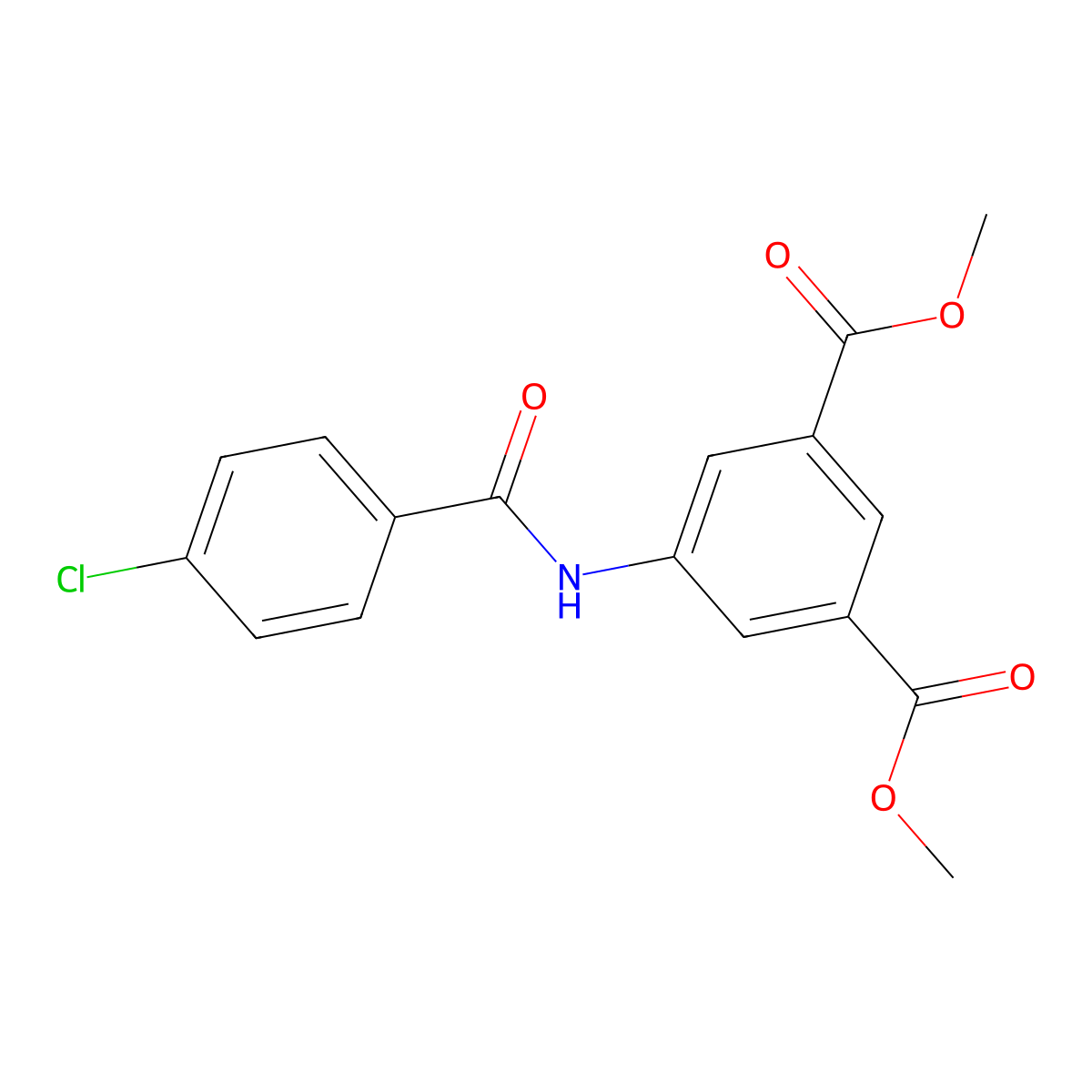 Dimethyl 5-((4-chlorobenzoyl)amino)isophthalate molecular structure, CAS 349091-40-3