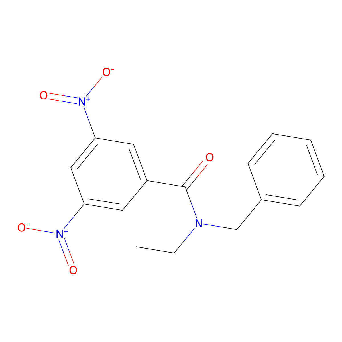 N-benzyl-N-ethyl-3,5-dinitrobenzamide molecular structure, CAS 349091-72-1